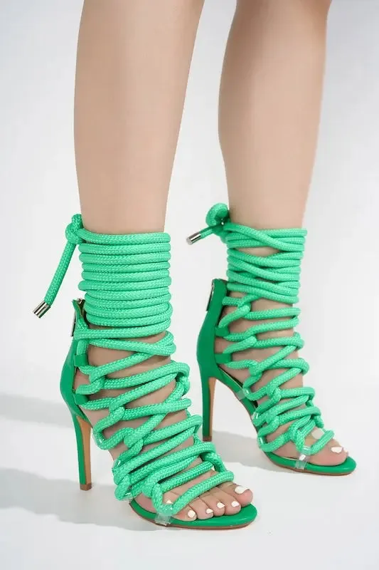 Thick Lace Rope Heels