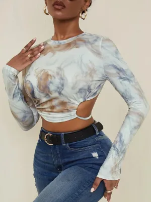 Tie Dye Long Sleeve Open Back Tee
