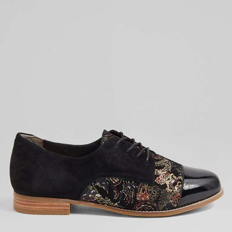 TOBIN XF - BLACK LEATHER-BLACK ROYAL PRINT