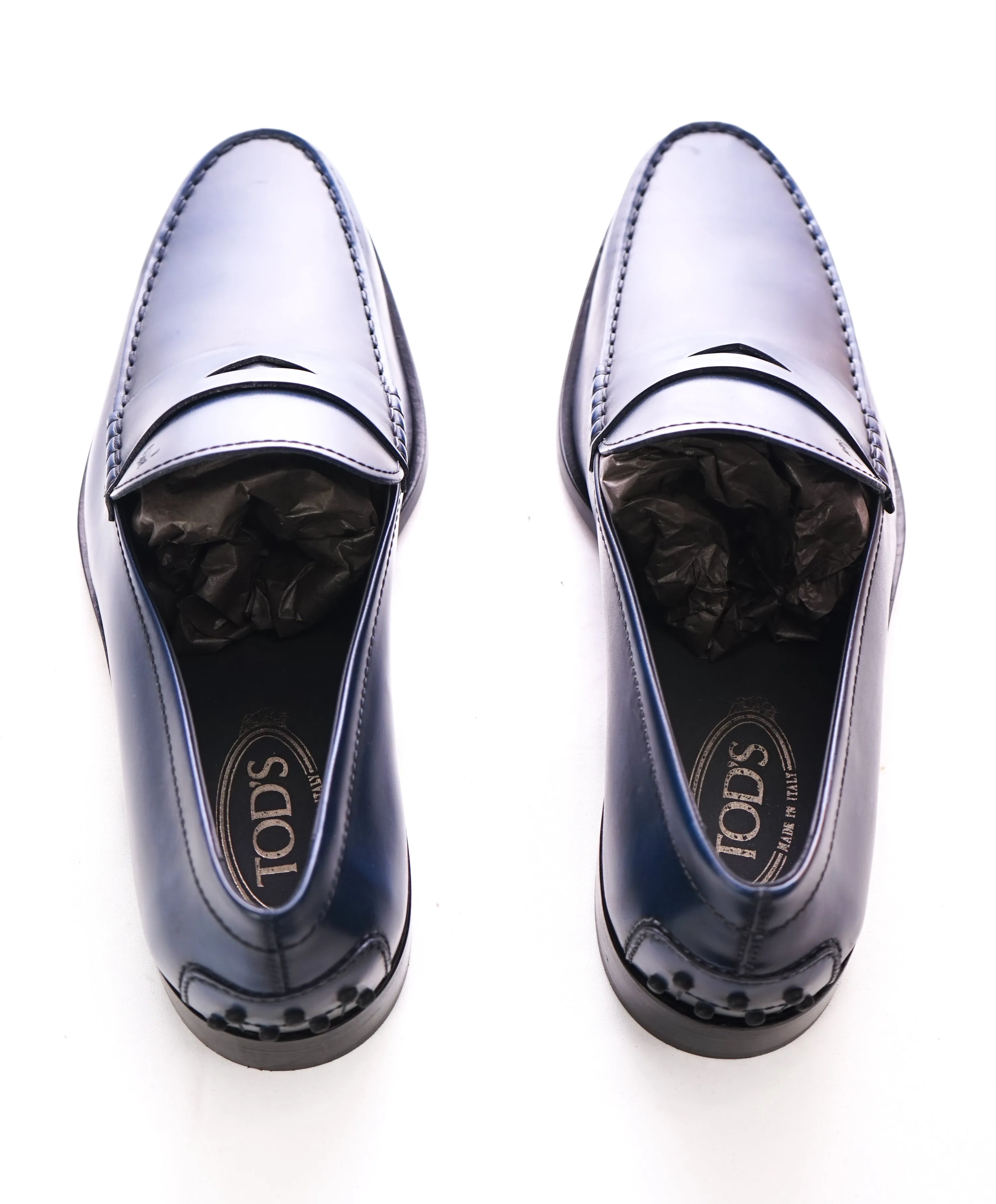 TOD’S - Blue Leather Penny Loafers “Boston Devon” Leather Sole - 12US
