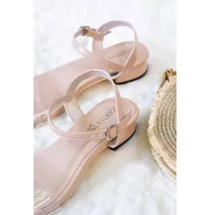 Transparent Open Toe Low Block Heels