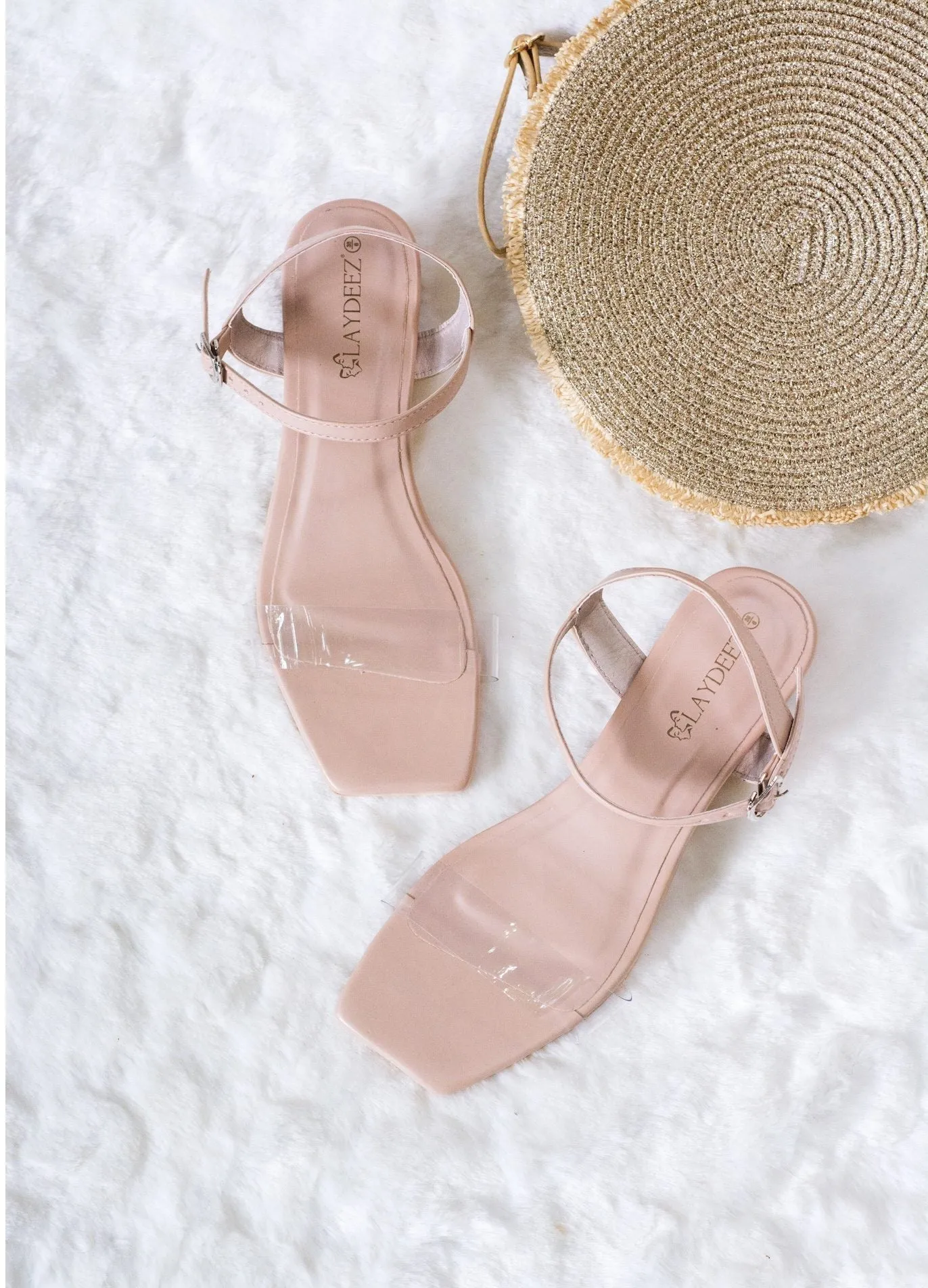 Transparent Open Toe Low Block Heels