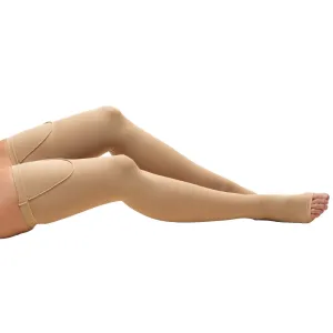 Truform Unisex Anti-Embolism Thigh High Stockings, 18 mmHg, Open Toe, Beige, 0810