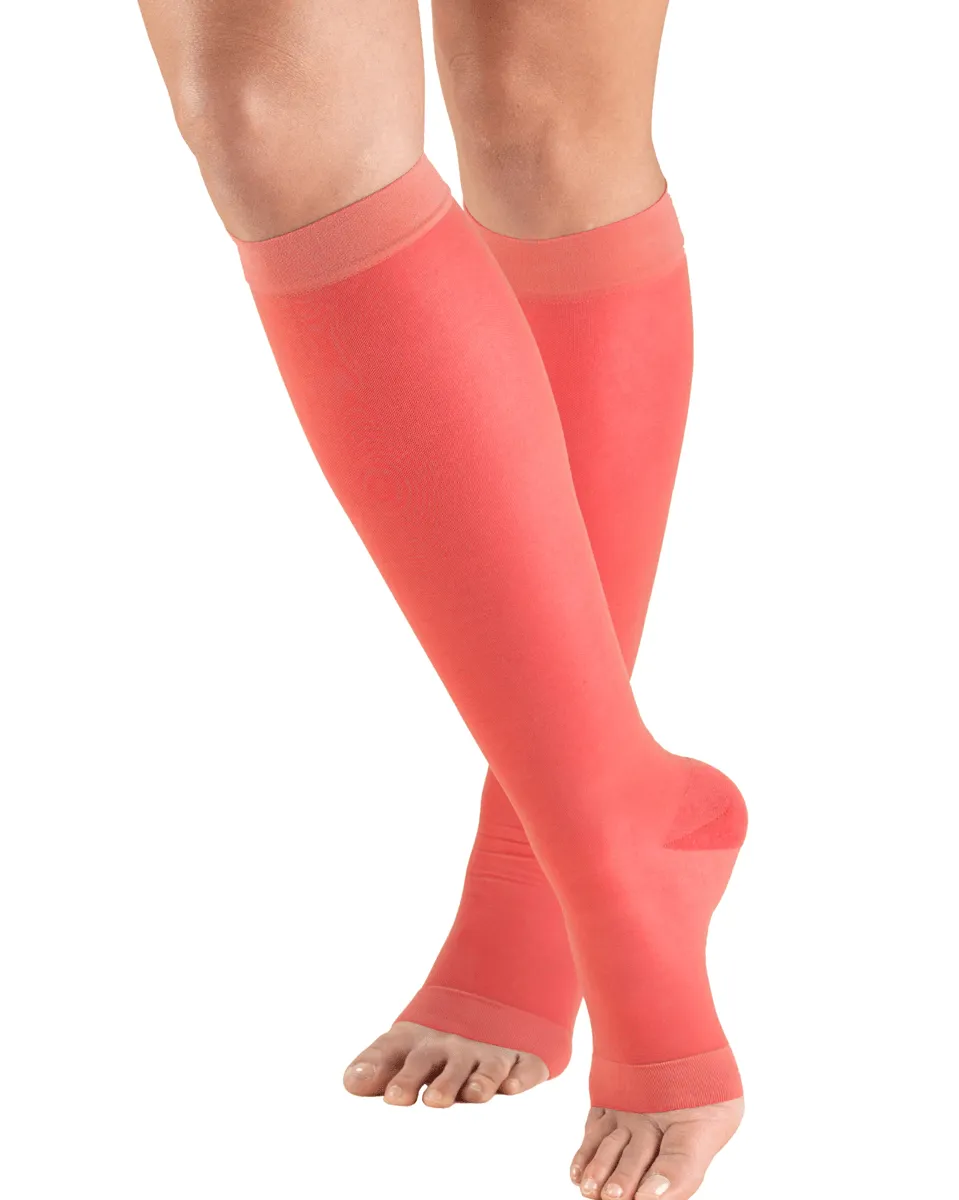 TRUFORM Women's LITES OPEN TOE Knee High Support Stockings 15-20 mmHg