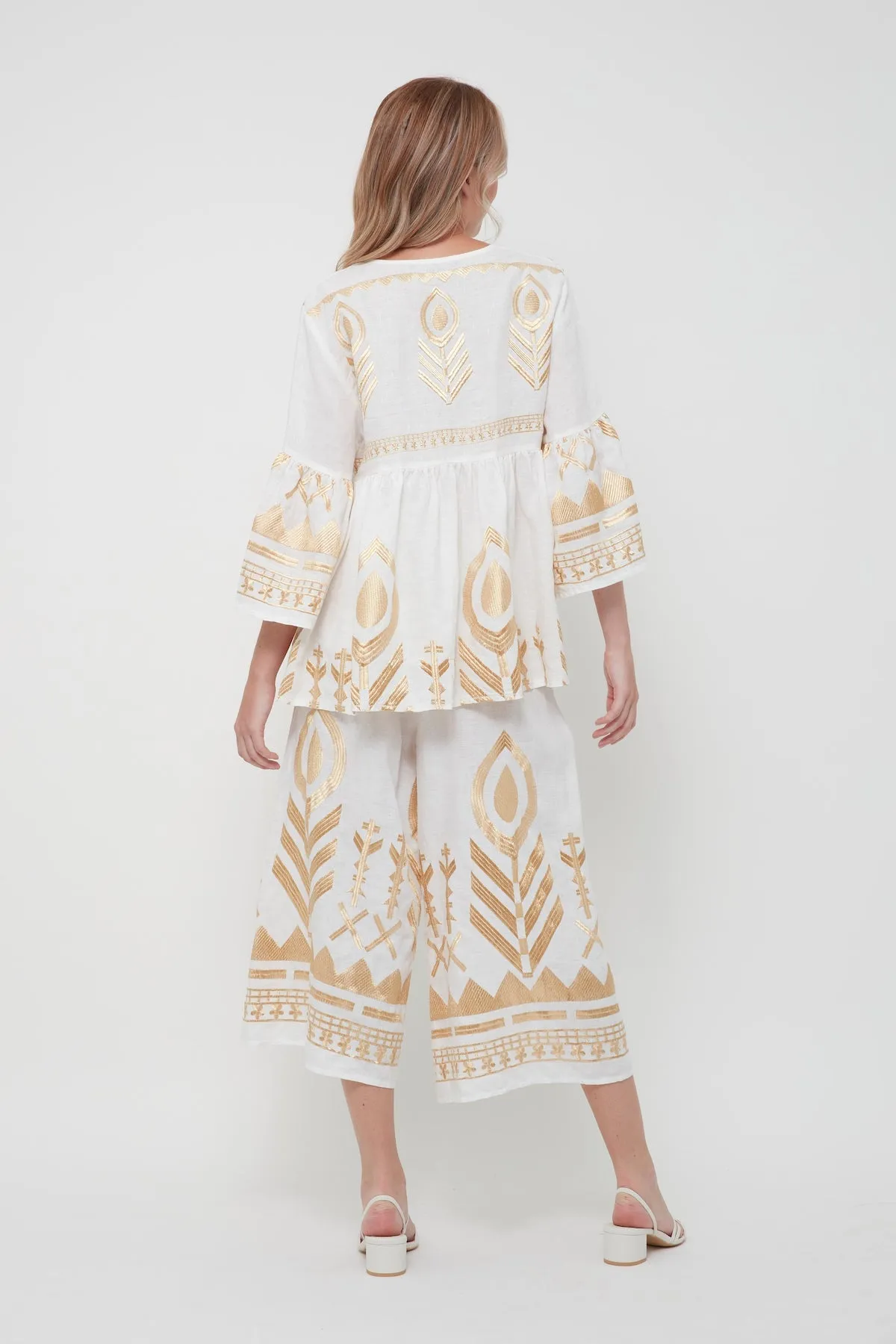TUNIC FEATHER BELL SLEEVE - WHITE GOLD