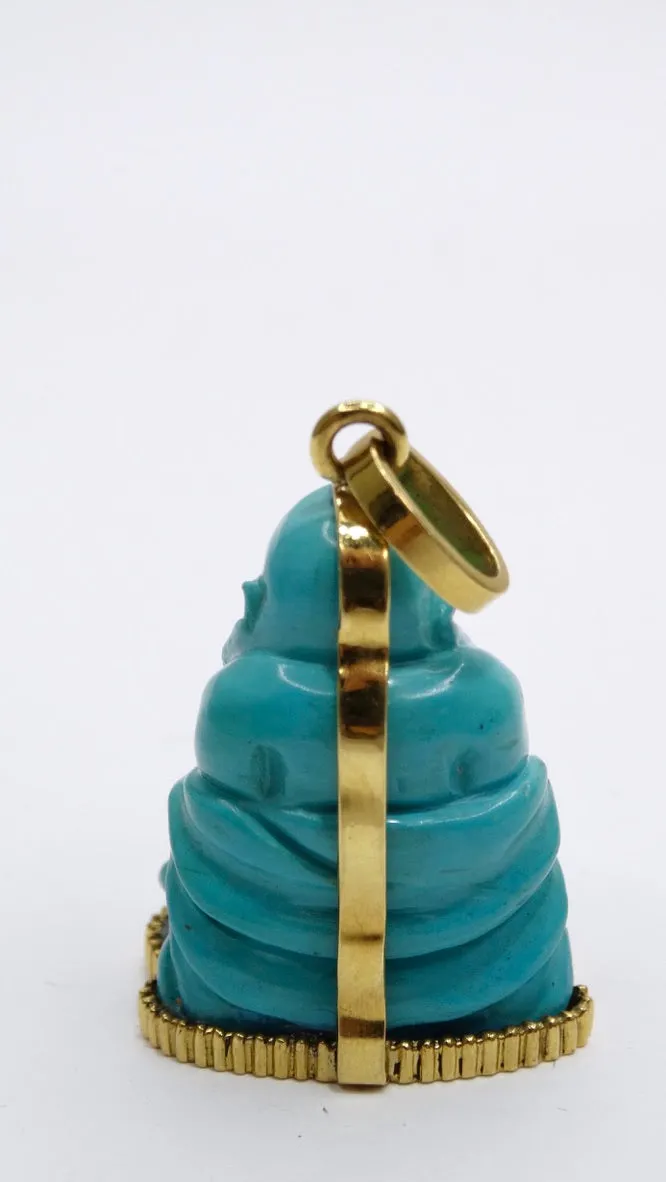 Turquoise Budda Pendant in 18k Yellow Gold