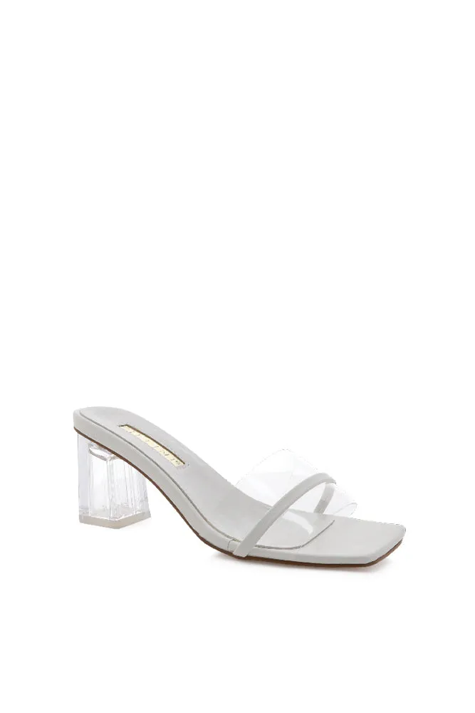 Ukari Clear Block Heel in White