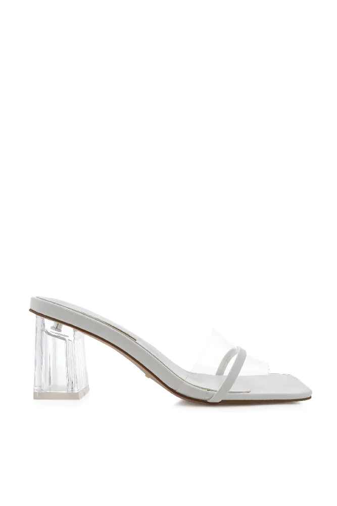 Ukari Clear Block Heel in White