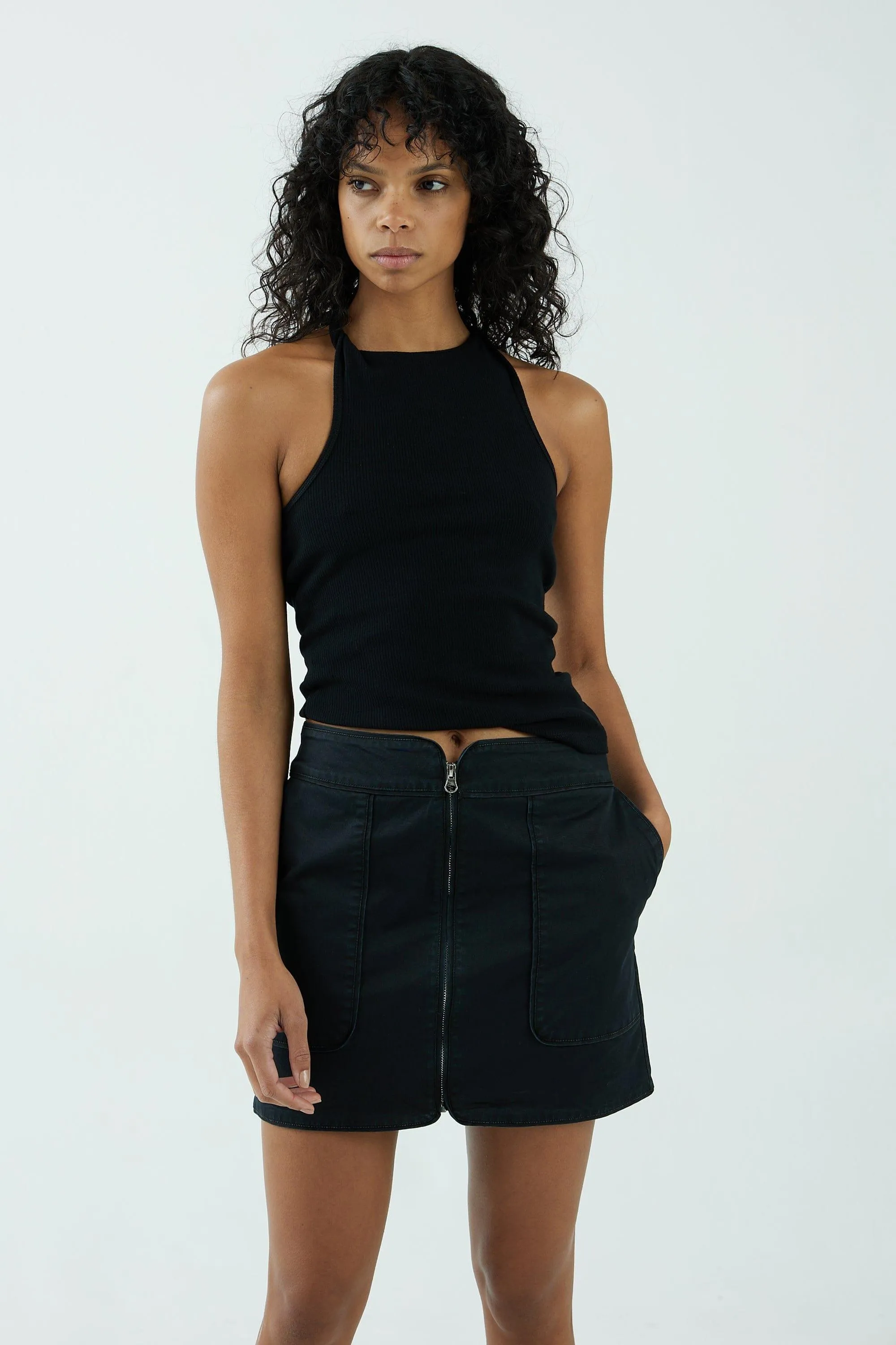 UNIFORM ZIP UP SKIRT | BLACK