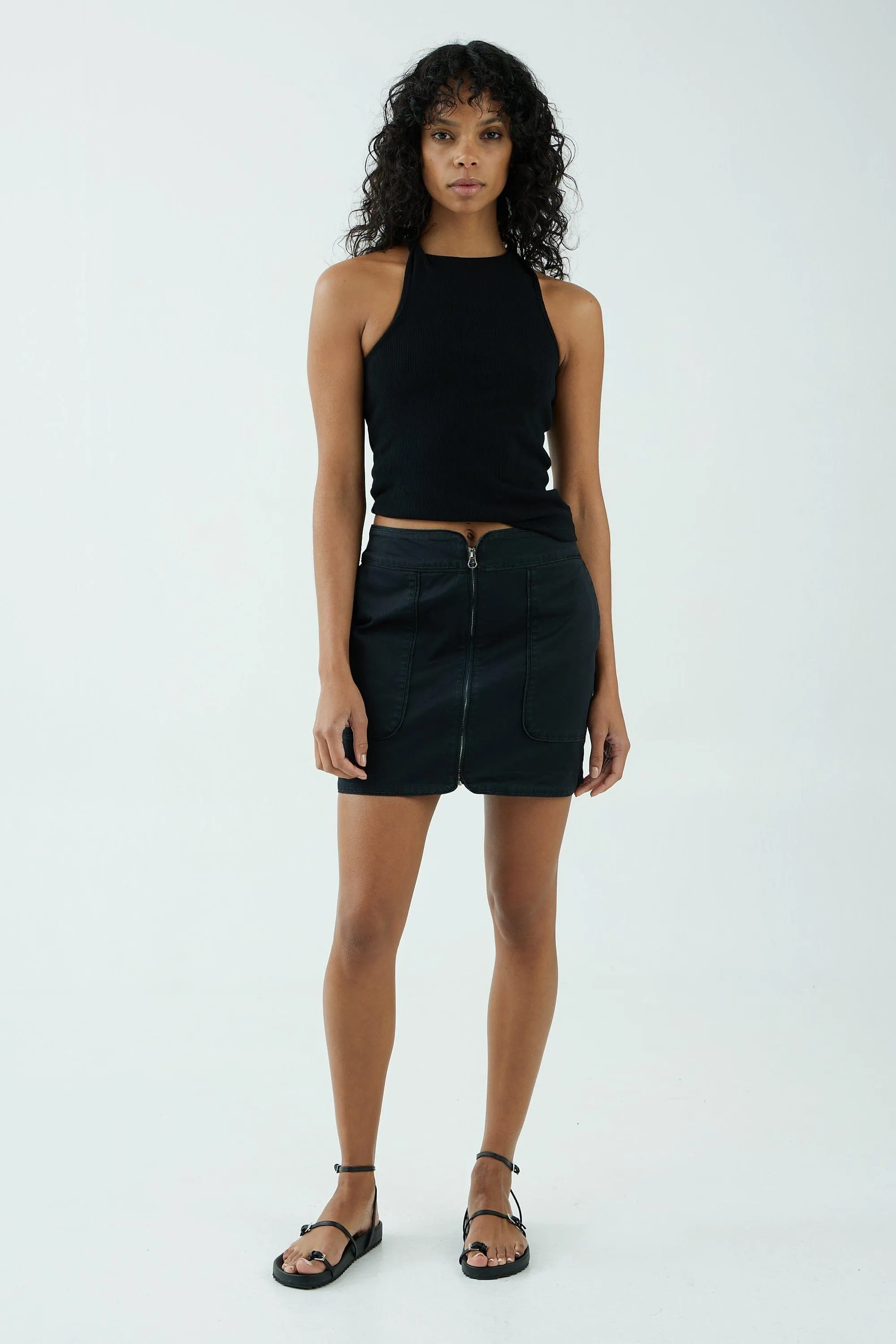 UNIFORM ZIP UP SKIRT | BLACK