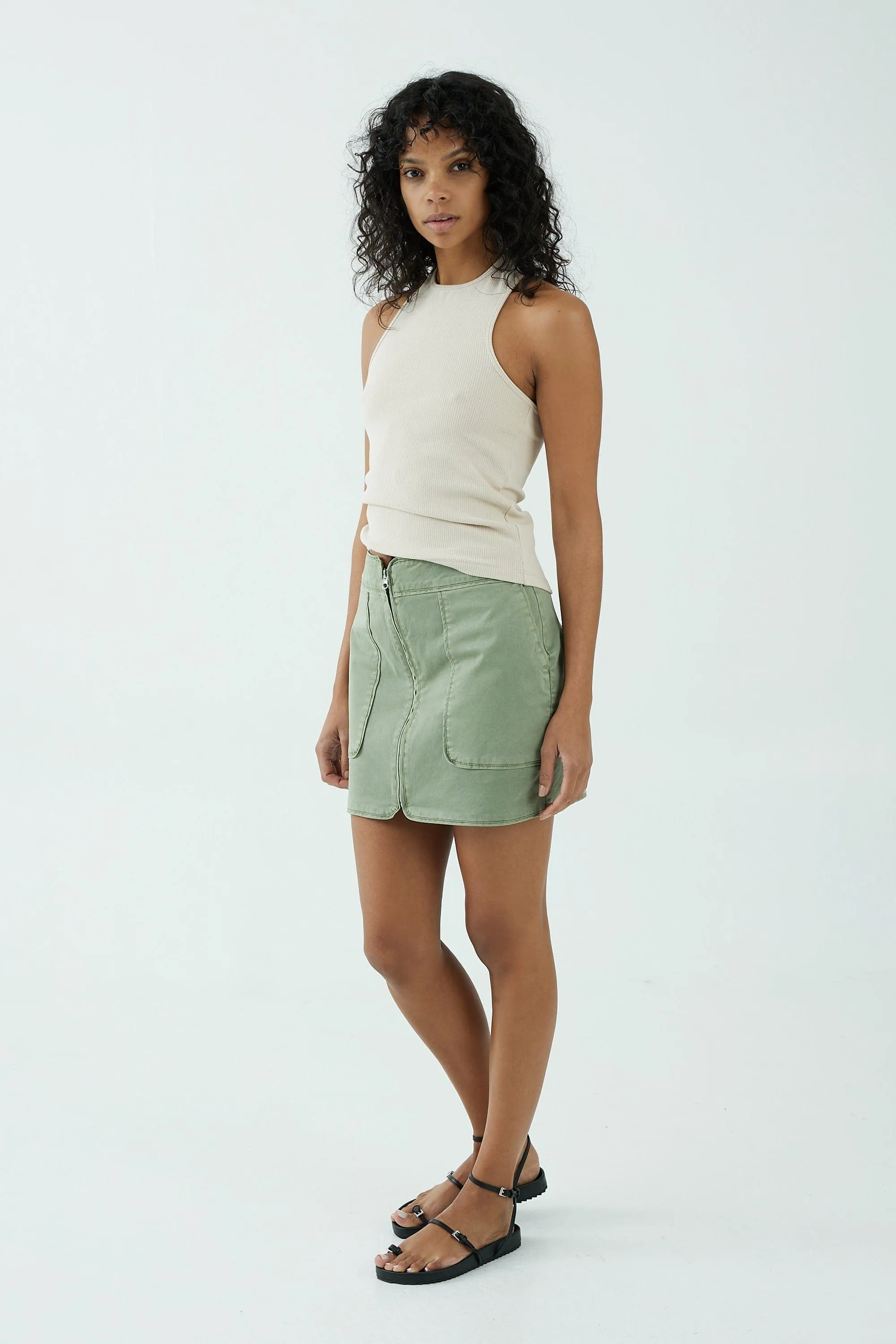 UNIFORM ZIP UP SKIRT | MOSS