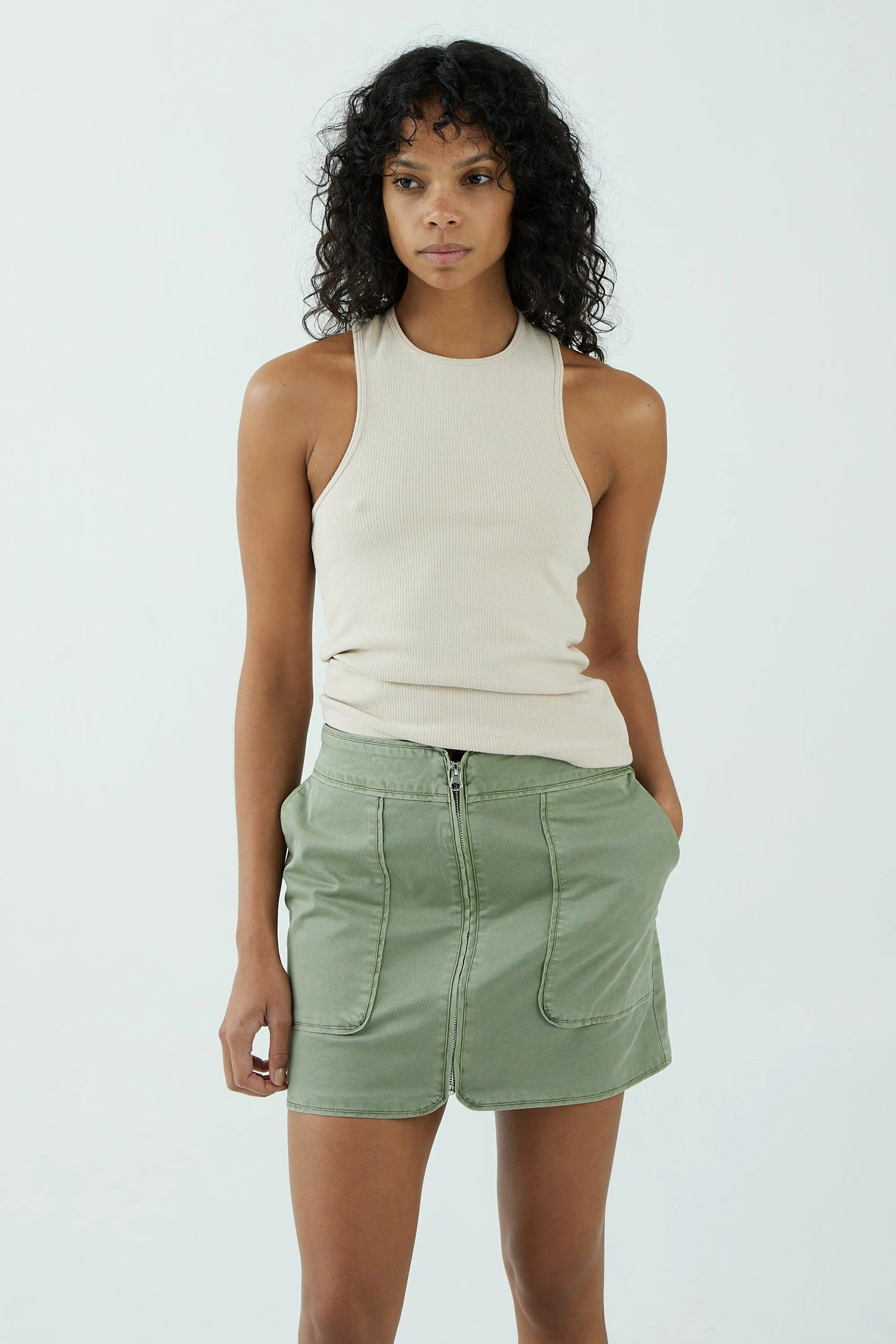 UNIFORM ZIP UP SKIRT | MOSS