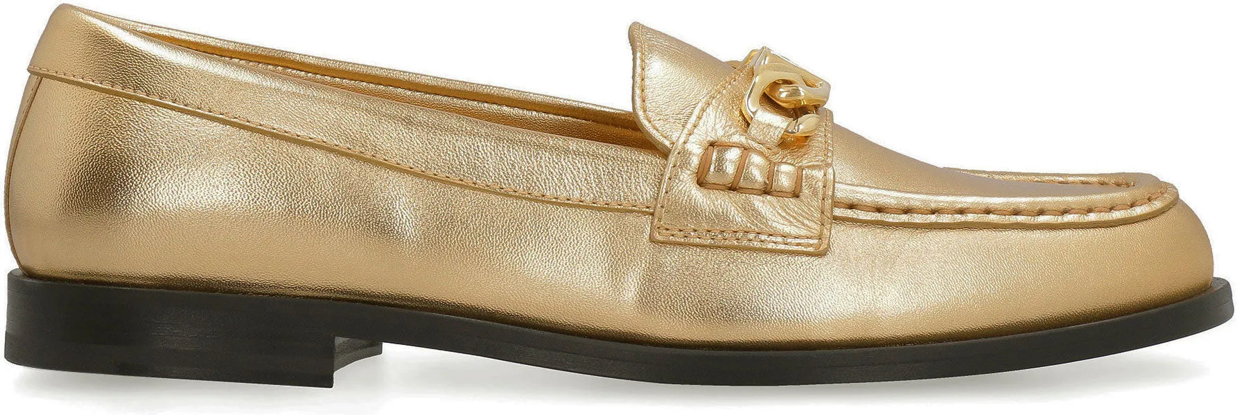 Valentino Garavani - VLogo Chain metallic leather loafers