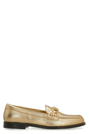 Valentino Garavani - VLogo Chain metallic leather loafers