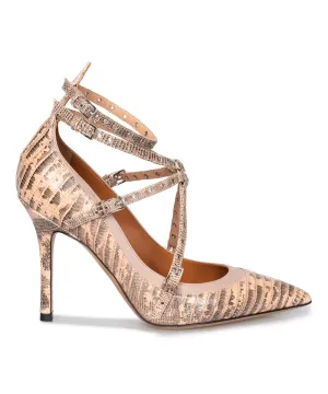 Valentino Love Latch Lizard Leather Pumps
