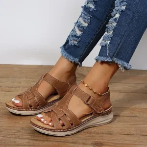 Vintage Aura™ | Women's Leather Orthopedic Sandals | Genuine Leather, Arch Support, Adjustable Straps