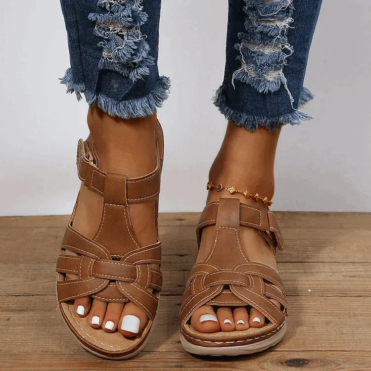 Vintage Aura™ | Women's Leather Orthopedic Sandals | Genuine Leather, Arch Support, Adjustable Straps