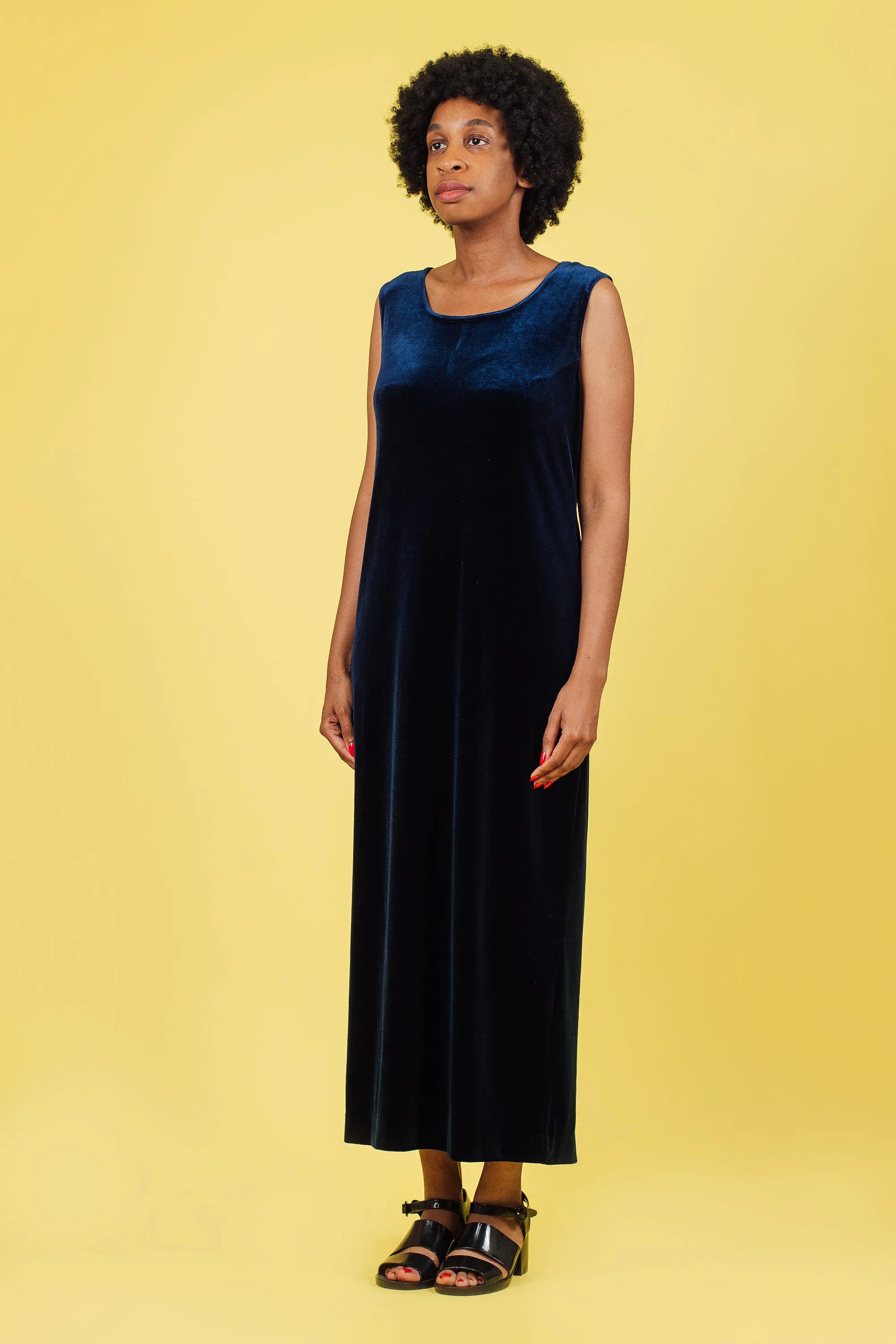 Vintage Blue Velvet Maxi Dress | M