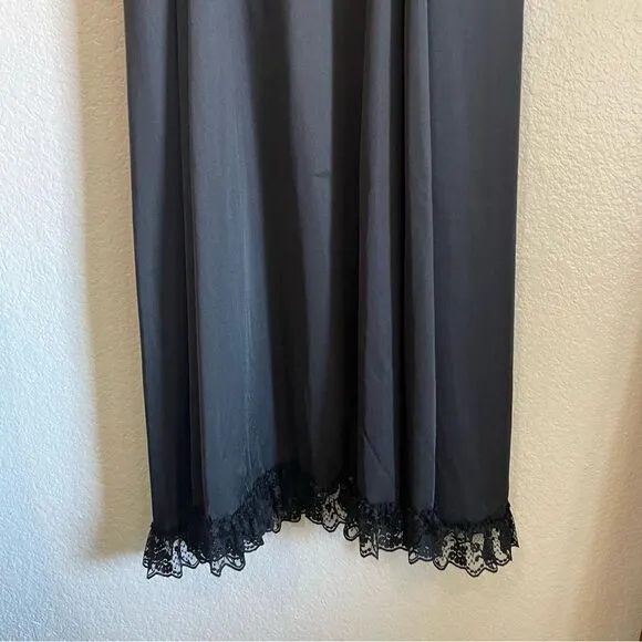 Vintage Dara Jane New York Silky Satin Black Lace Open Front Lingerie Top Large