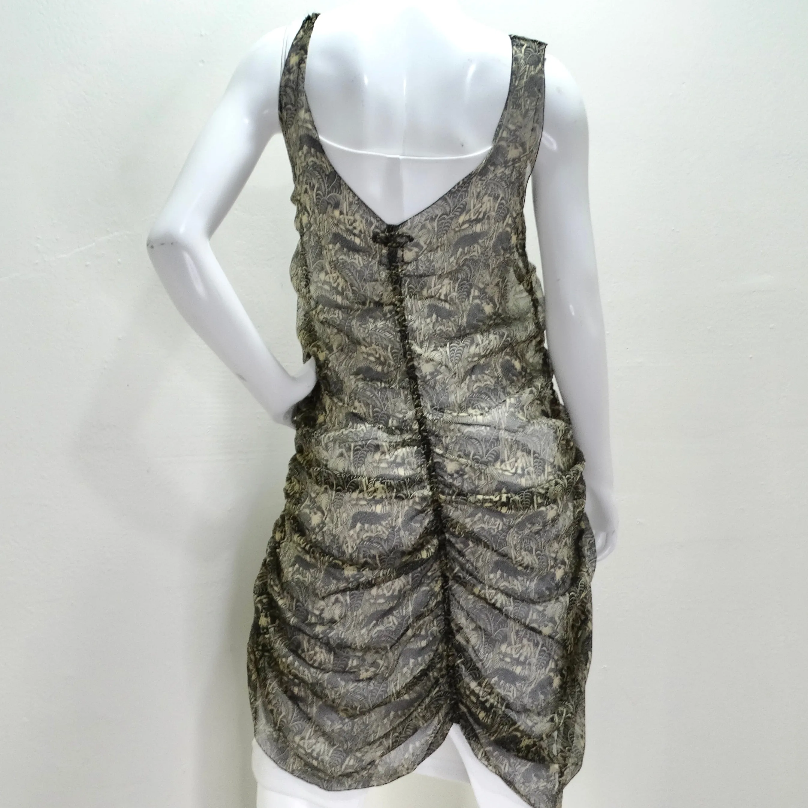 Vintage Jean Paul Gaultier Printed Ruched Slip Dress