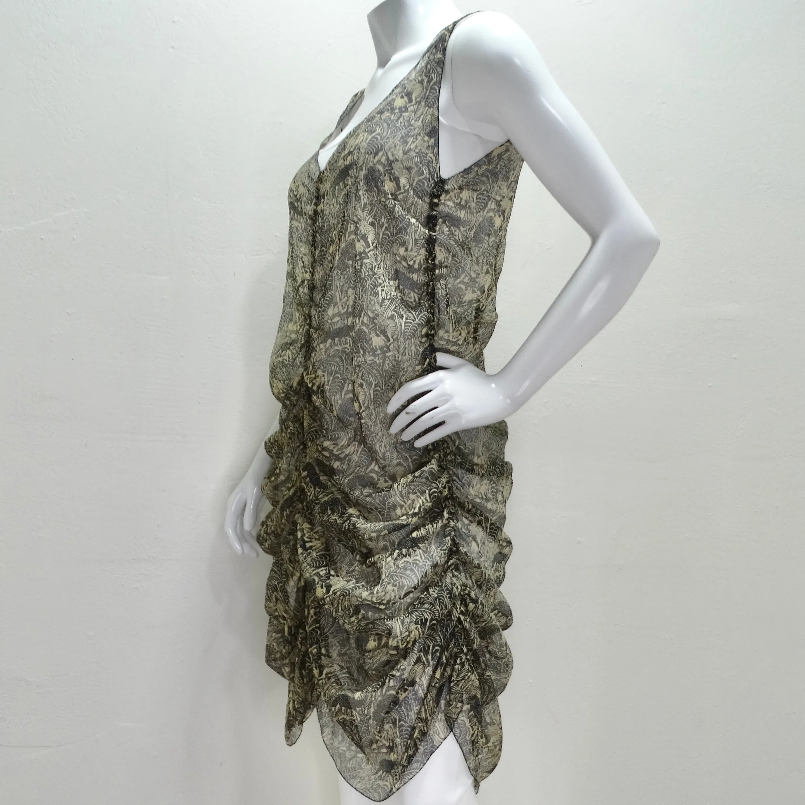 Vintage Jean Paul Gaultier Printed Ruched Slip Dress