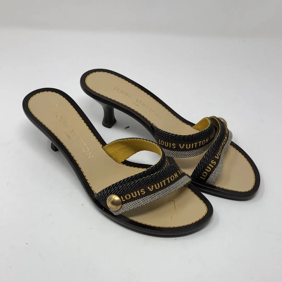 VINTAGE: Louis Vuitton Kitten Double Strap Sandal "Bahia" Mule