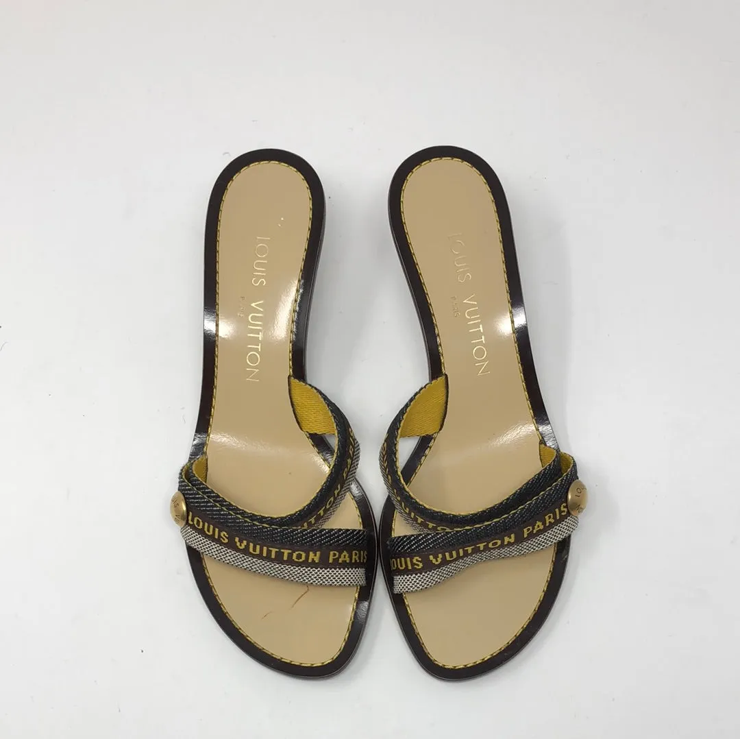 VINTAGE: Louis Vuitton Kitten Double Strap Sandal "Bahia" Mule