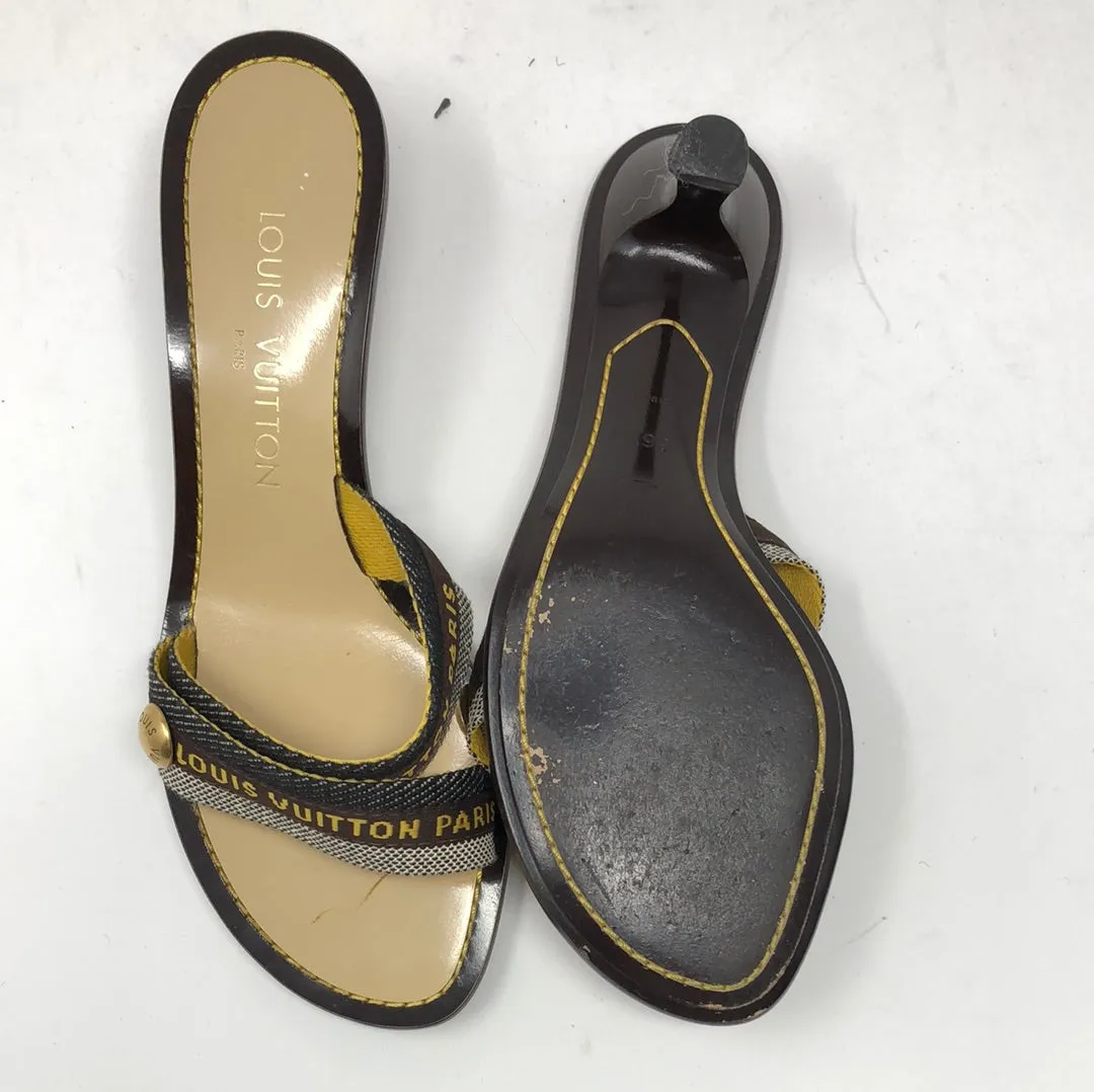 VINTAGE: Louis Vuitton Kitten Double Strap Sandal "Bahia" Mule