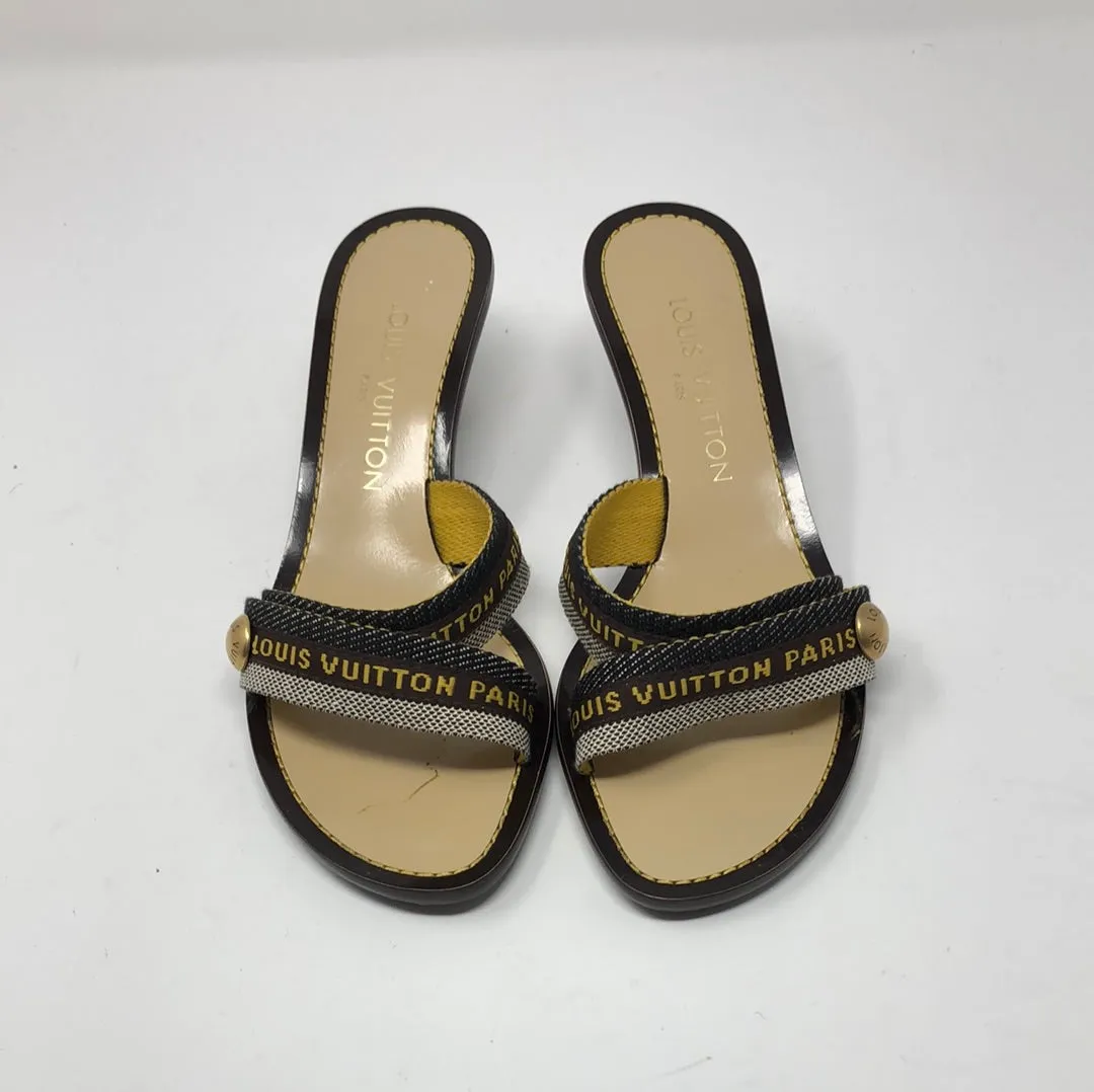 VINTAGE: Louis Vuitton Kitten Double Strap Sandal "Bahia" Mule