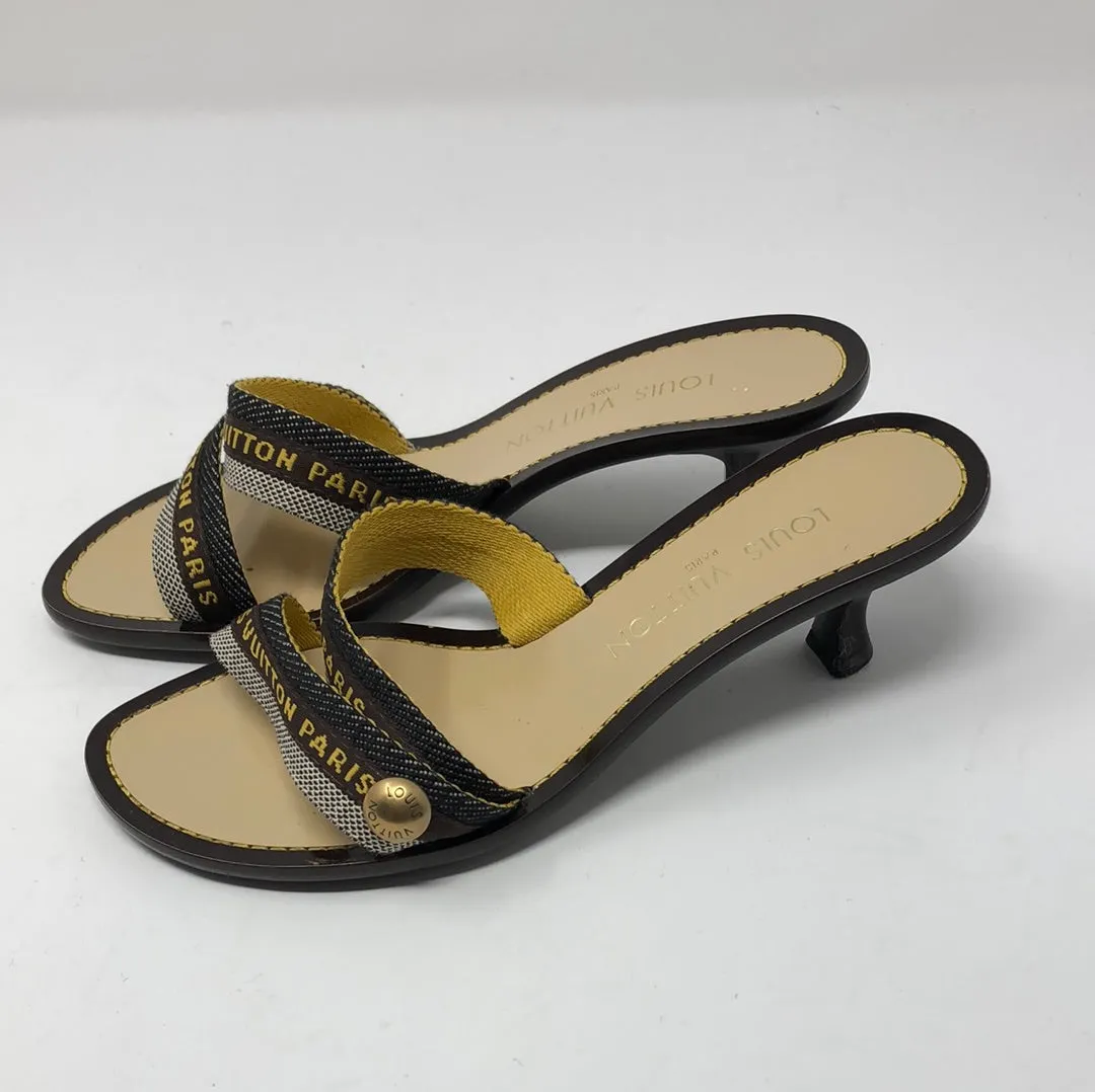 VINTAGE: Louis Vuitton Kitten Double Strap Sandal "Bahia" Mule