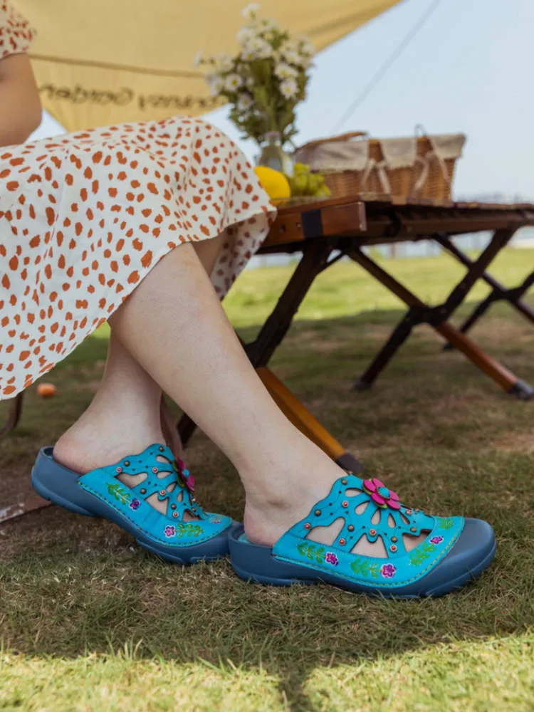 Vintage Printed Flowers Pattern Sandals