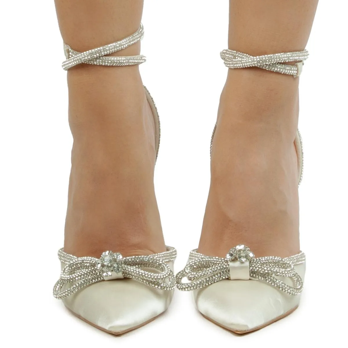 Vitto-67 Ivory Rhinestone Heels