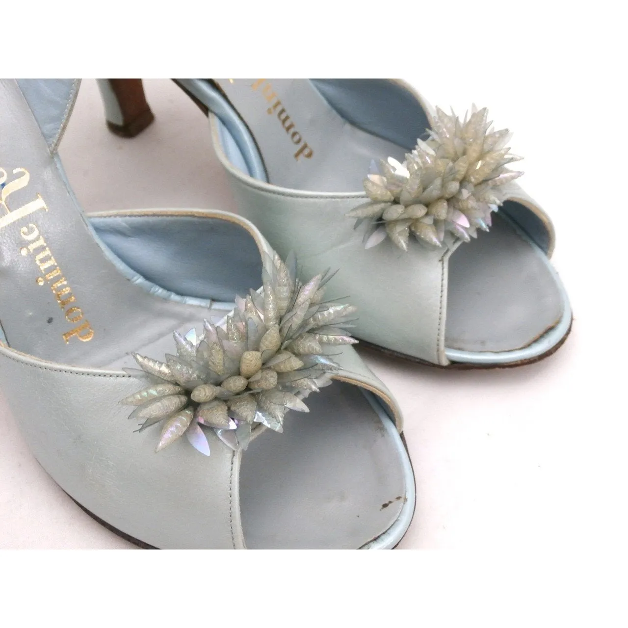VTG Shoes  Heels Baby Blue Dominic Romano Sling-Back Shoes 1950S Womens  Sz 7M