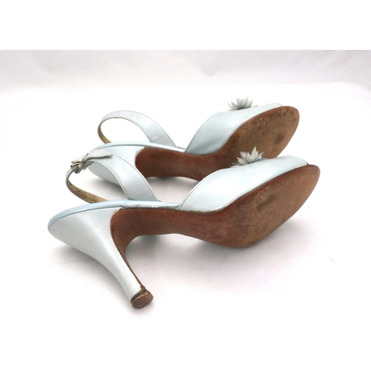 VTG Shoes  Heels Baby Blue Dominic Romano Sling-Back Shoes 1950S Womens  Sz 7M