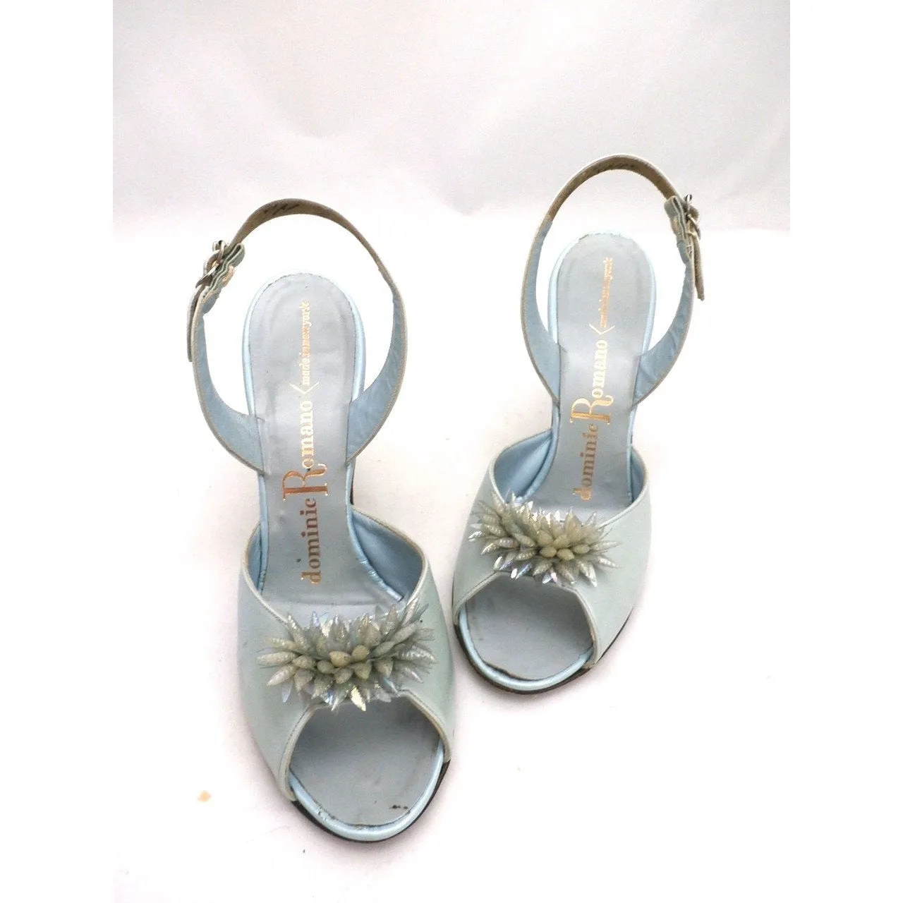 VTG Shoes  Heels Baby Blue Dominic Romano Sling-Back Shoes 1950S Womens  Sz 7M