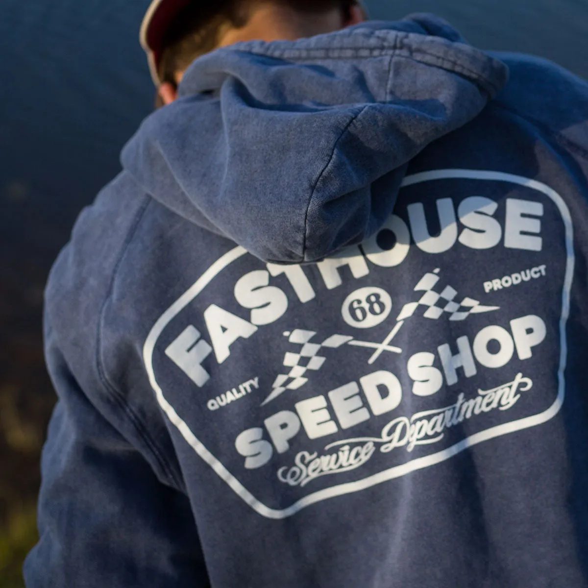 Wedged Hoodie - Navy Wash
