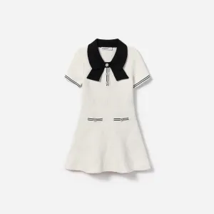 WHITE JACQUARD KNIT DRESS