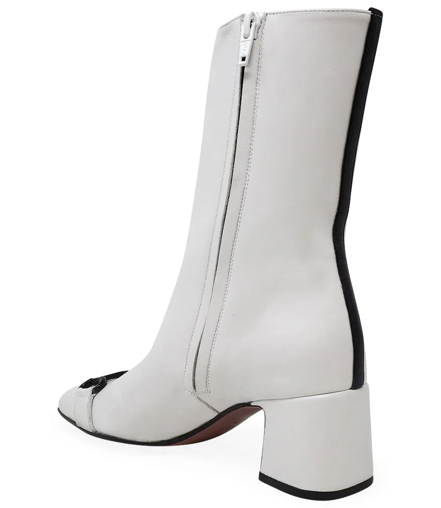 White Leather Back Stripe Boot