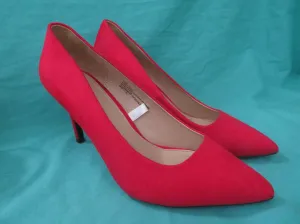 Women's A New Day Red Pointed Toe Classic High Heels Pumps Faux Suede 7.5W Wide