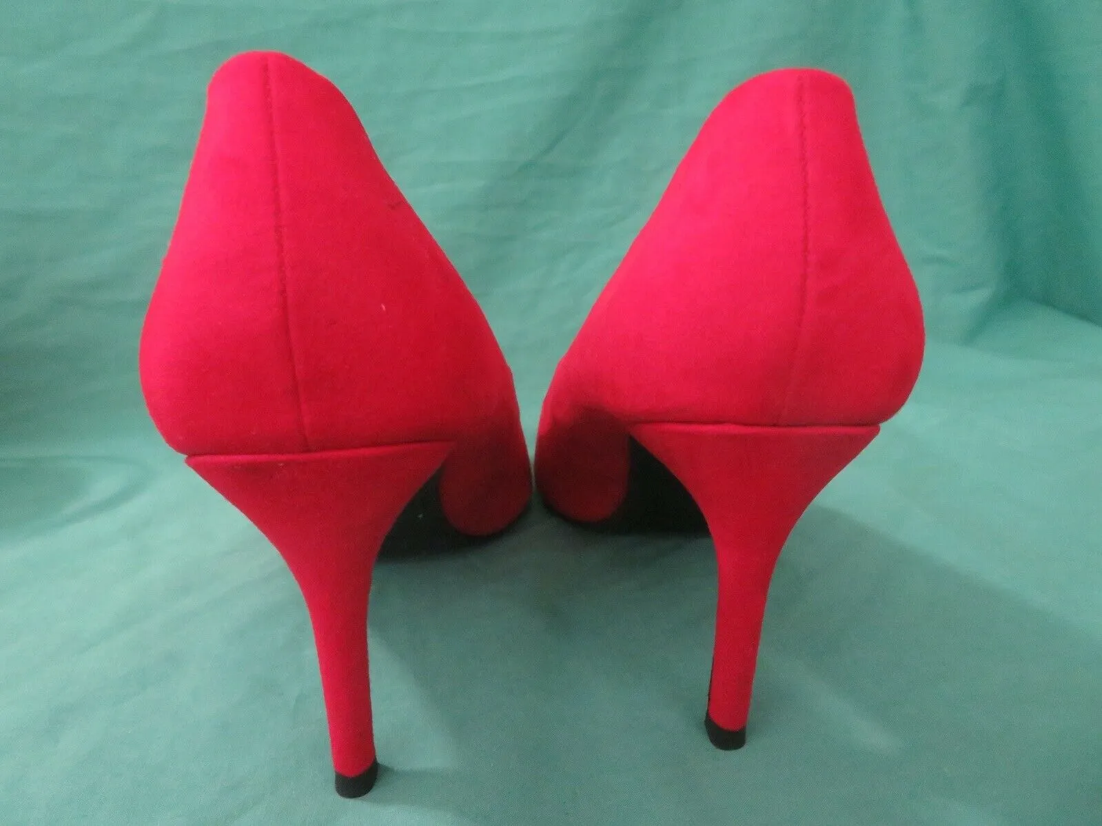 Women's A New Day Red Pointed Toe Classic High Heels Pumps Faux Suede 7.5W Wide