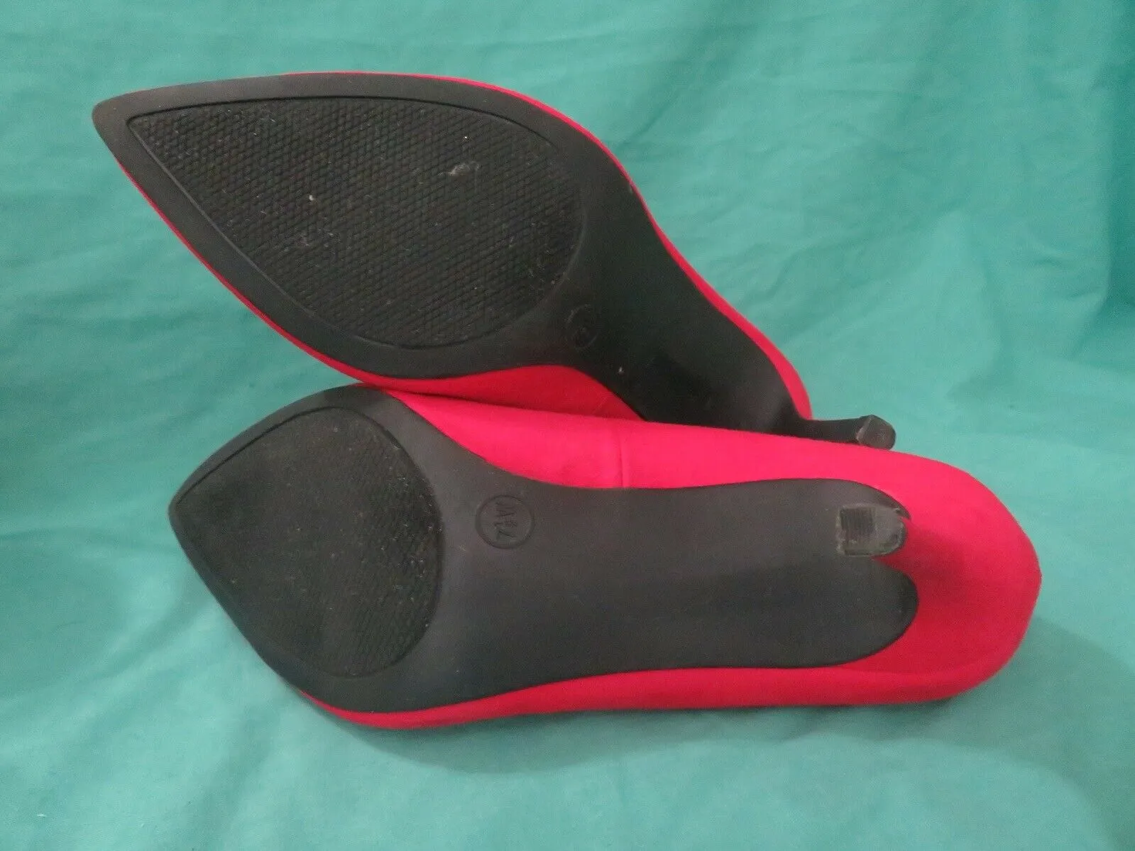 Women's A New Day Red Pointed Toe Classic High Heels Pumps Faux Suede 7.5W Wide