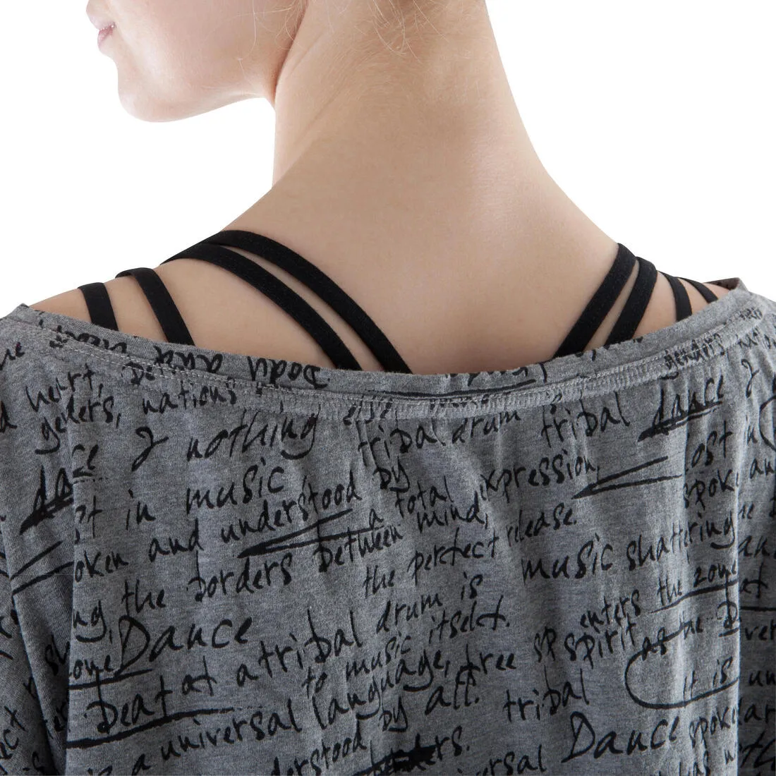 Women's Cropped Dance T-Shirt - Dark Mottled Grey