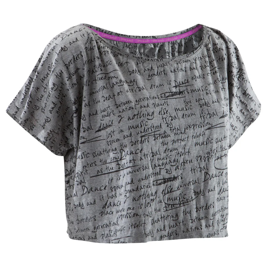 Women's Cropped Dance T-Shirt - Dark Mottled Grey