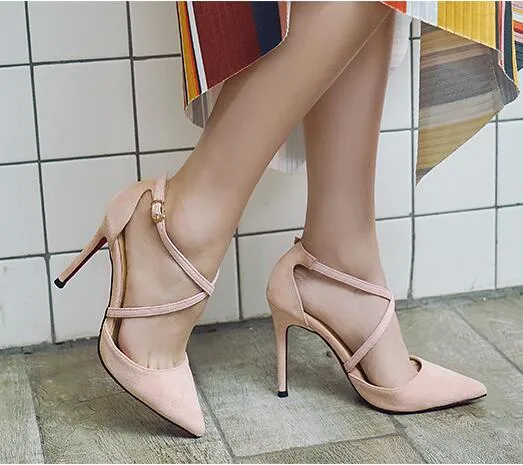 Women's Cross Strap Pointed Heels Sandals AS32