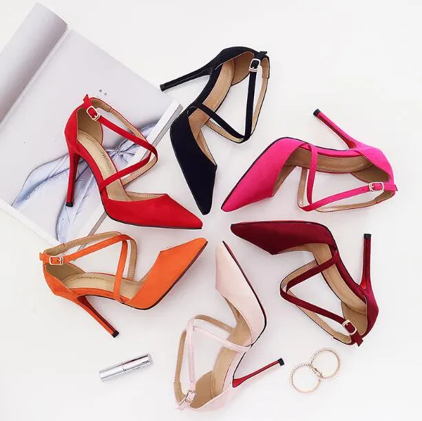 Women's Cross Strap Pointed Heels Sandals AS32