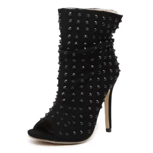 Women's Open Toe Riveted Ankle Boots