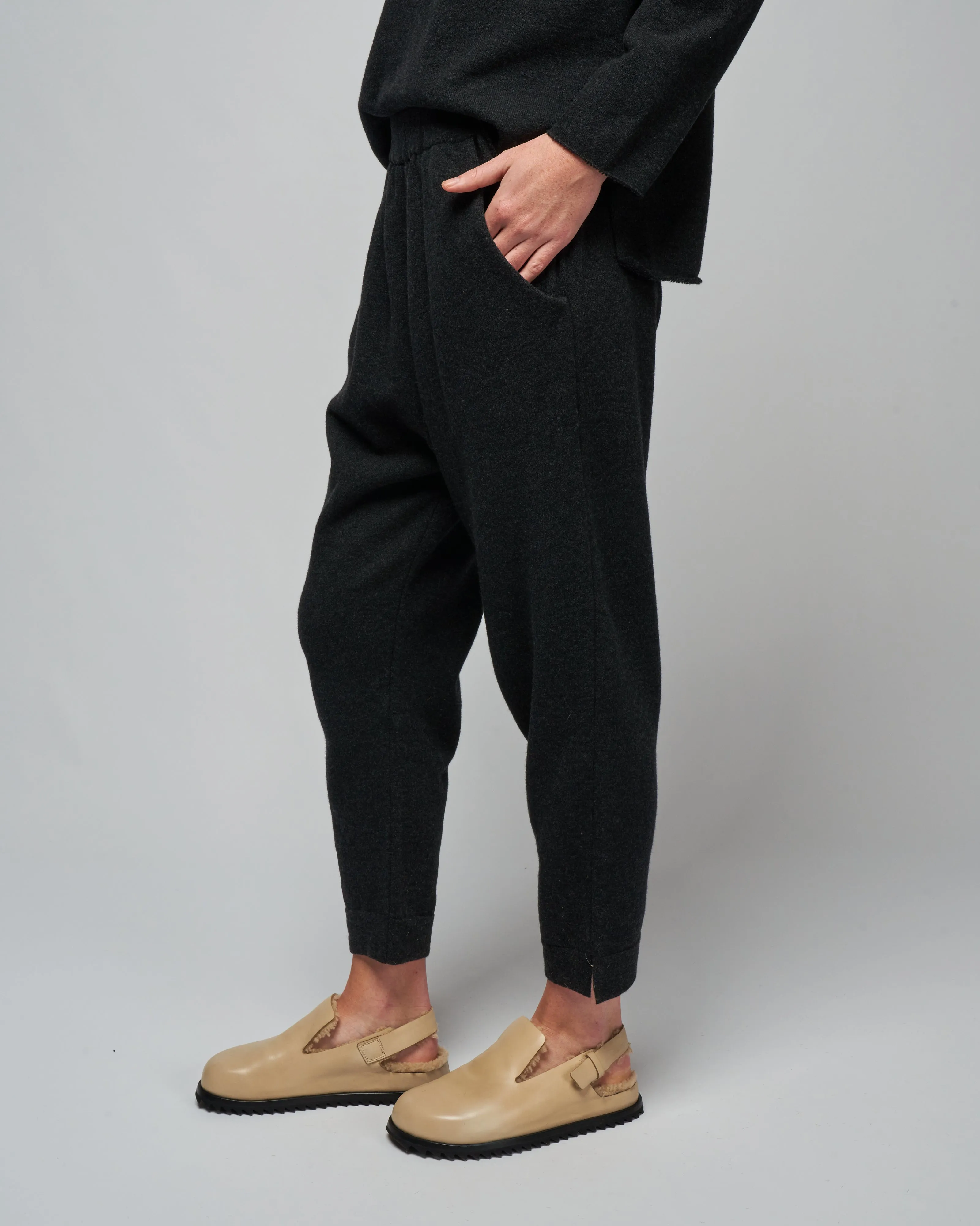 wool pile pants - charcoal