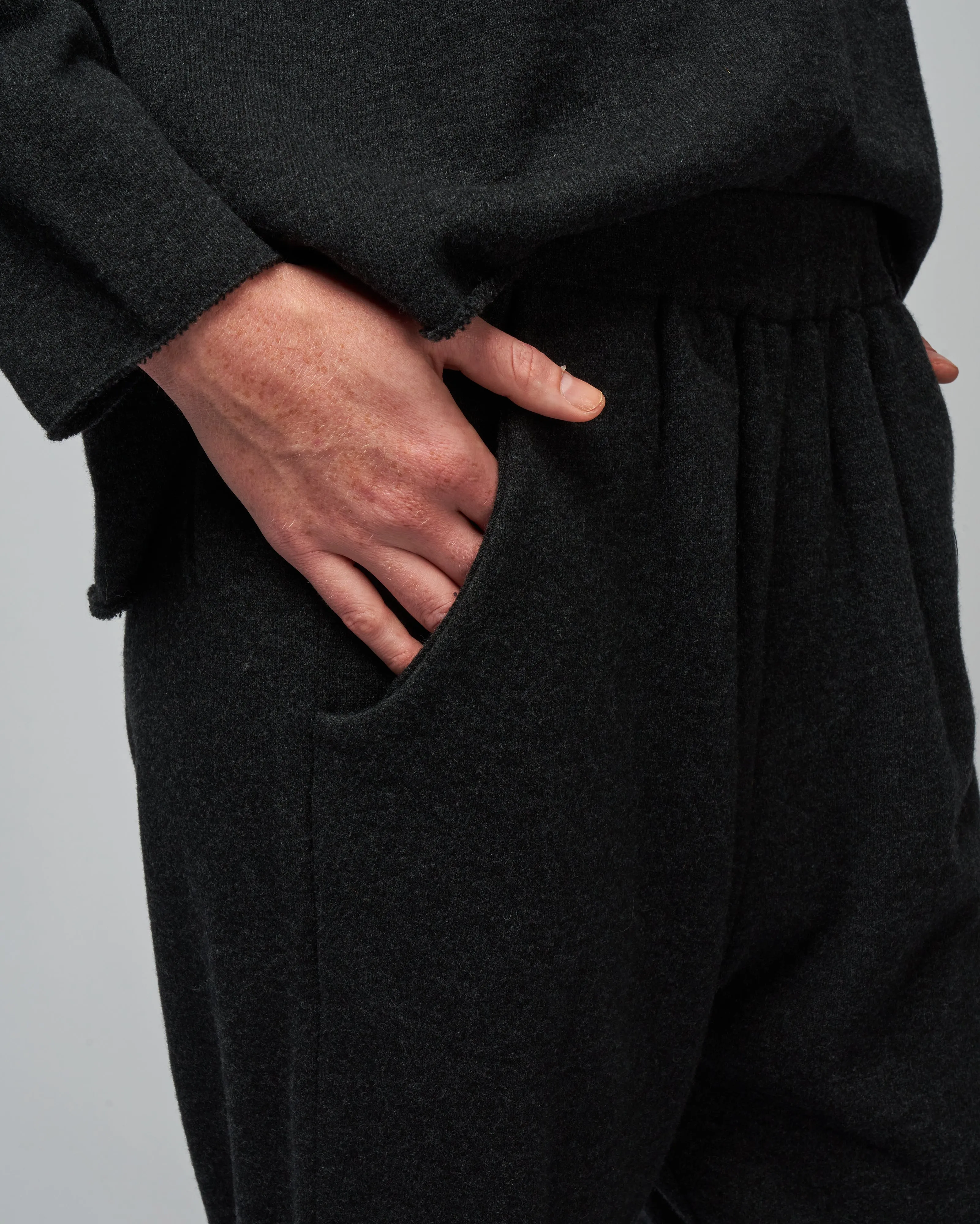 wool pile pants - charcoal