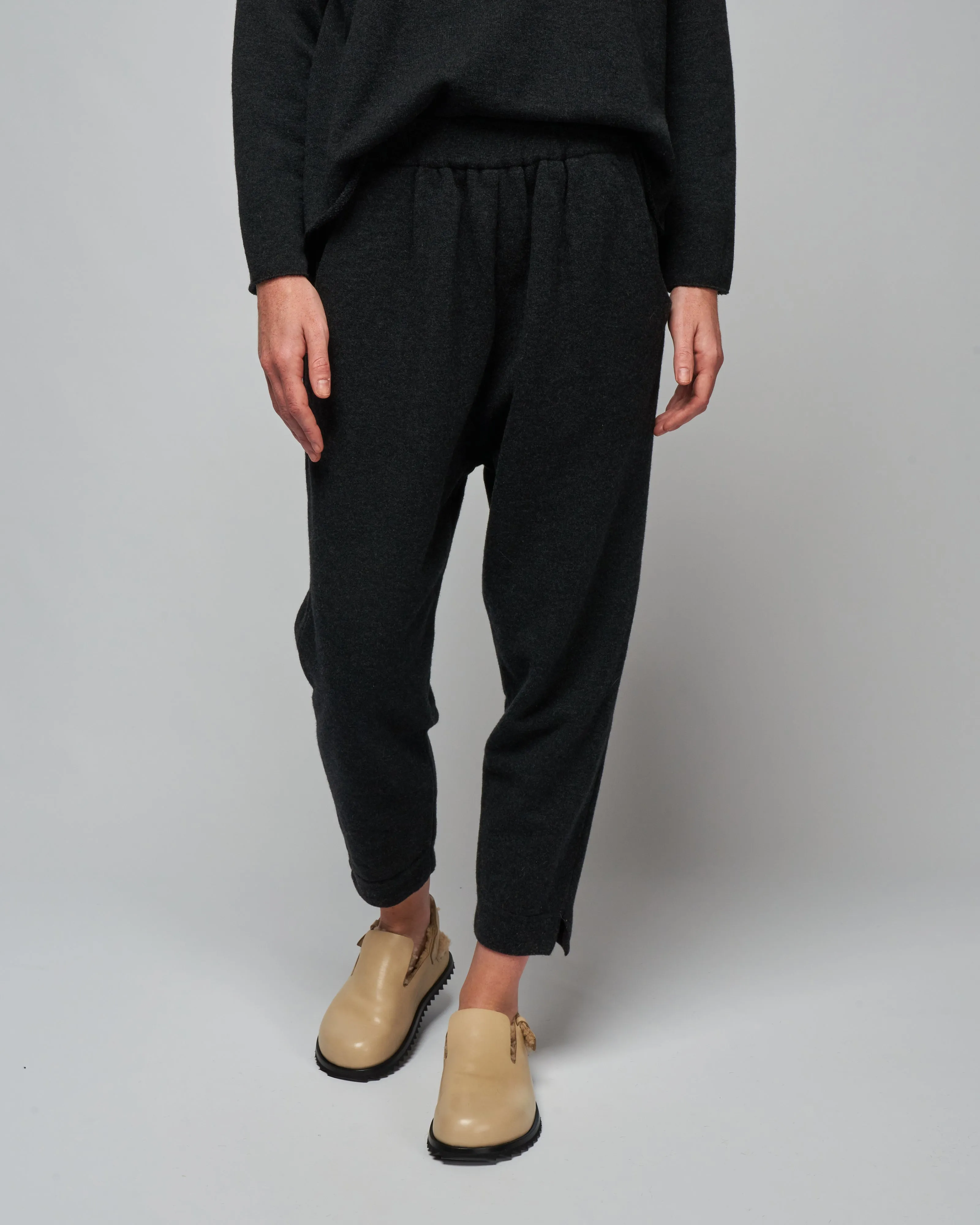 wool pile pants - charcoal