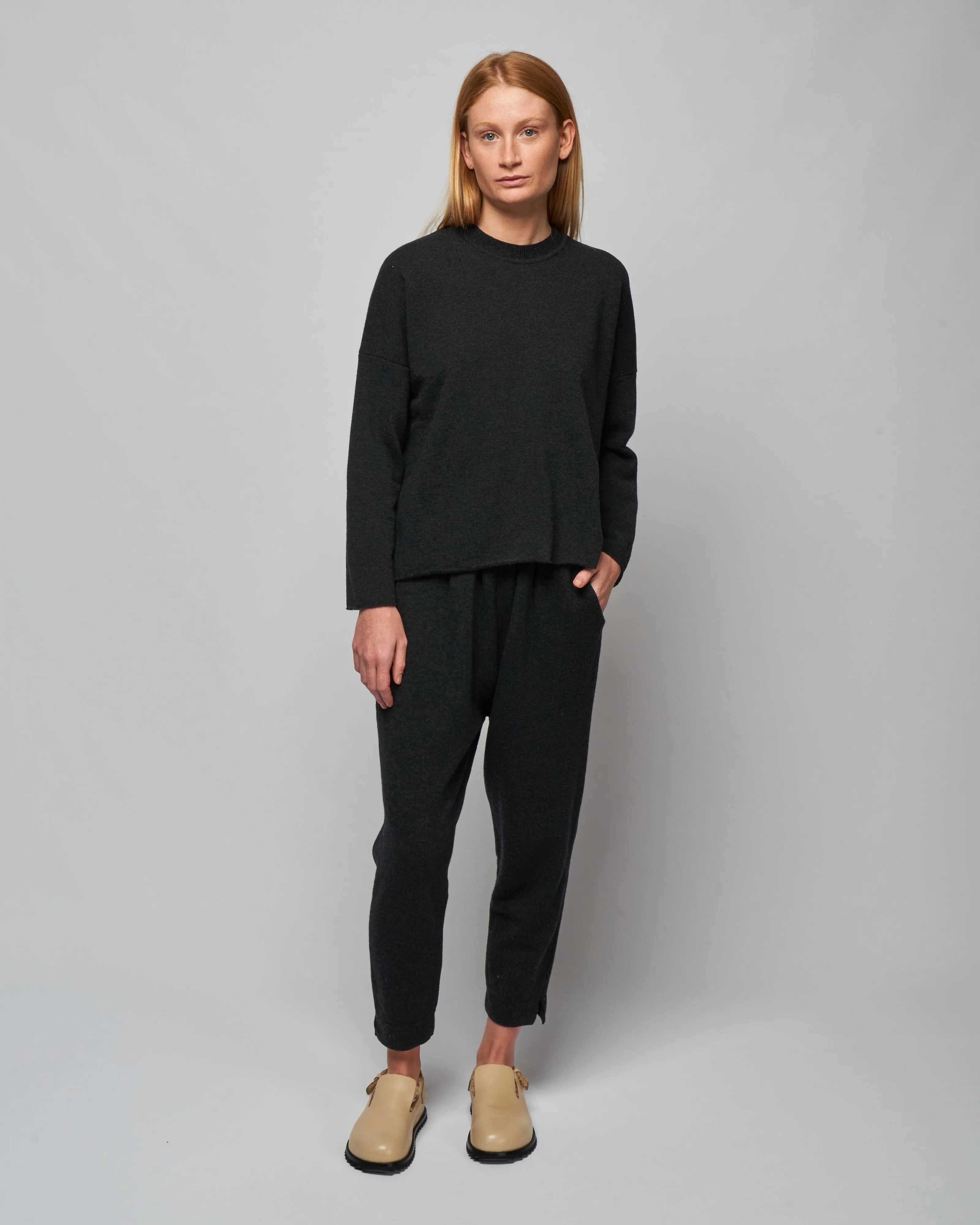 wool pile pants - charcoal
